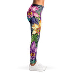 Colorful Watercolor Cattleya Print Women's Leggings