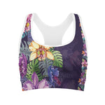 Colorful Watercolor Cattleya Print Women's Sports Bra