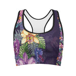 Colorful Watercolor Cattleya Print Women's Sports Bra