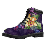 Colorful Watercolor Cattleya Print Work Boots