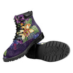 Colorful Watercolor Cattleya Print Work Boots