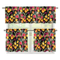 Colorful Watercolor Tulip Pattern Print 3 Piece Kitchen Curtains