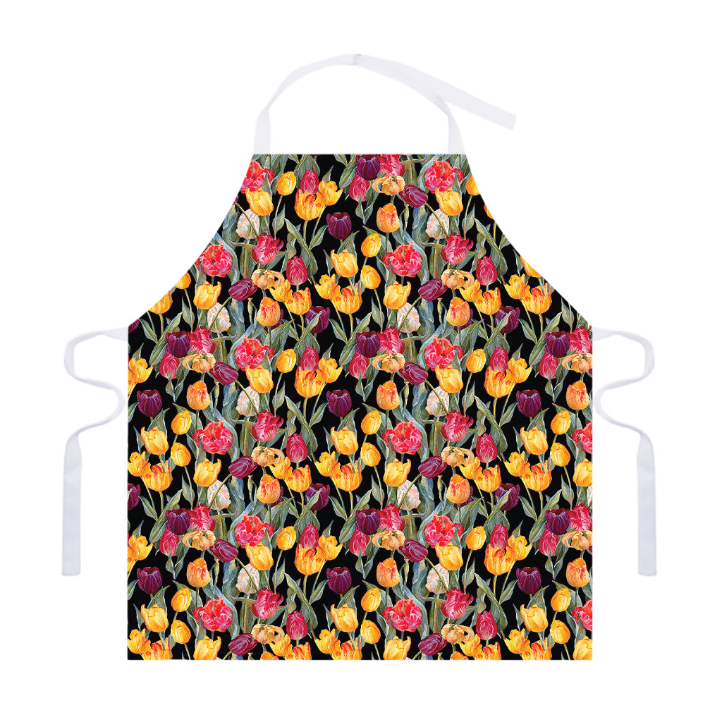 Colorful Watercolor Tulip Pattern Print Adjustable Apron