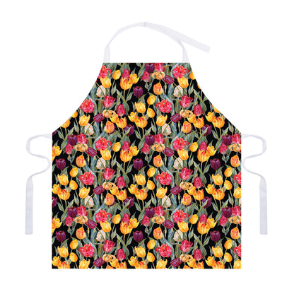 Colorful Watercolor Tulip Pattern Print Adjustable Apron
