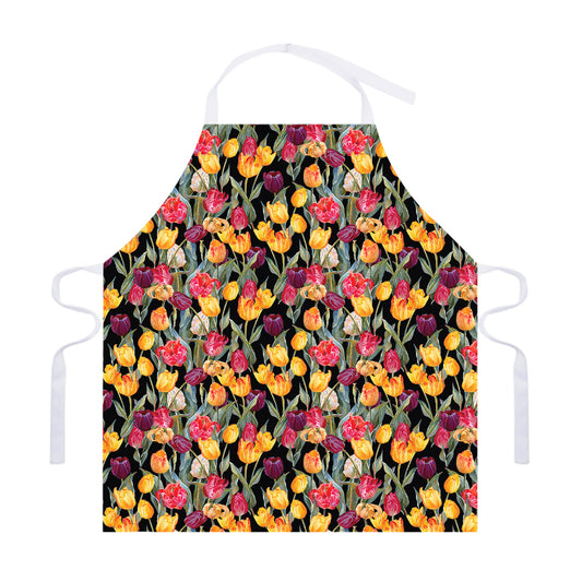 Colorful Watercolor Tulip Pattern Print Adjustable Apron
