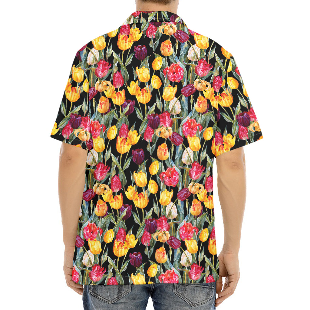 Colorful Watercolor Tulip Pattern Print Aloha Shirt