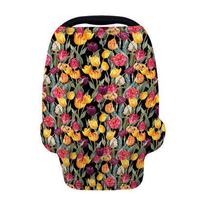 Colorful Watercolor Tulip Pattern Print Baby Seat Cover