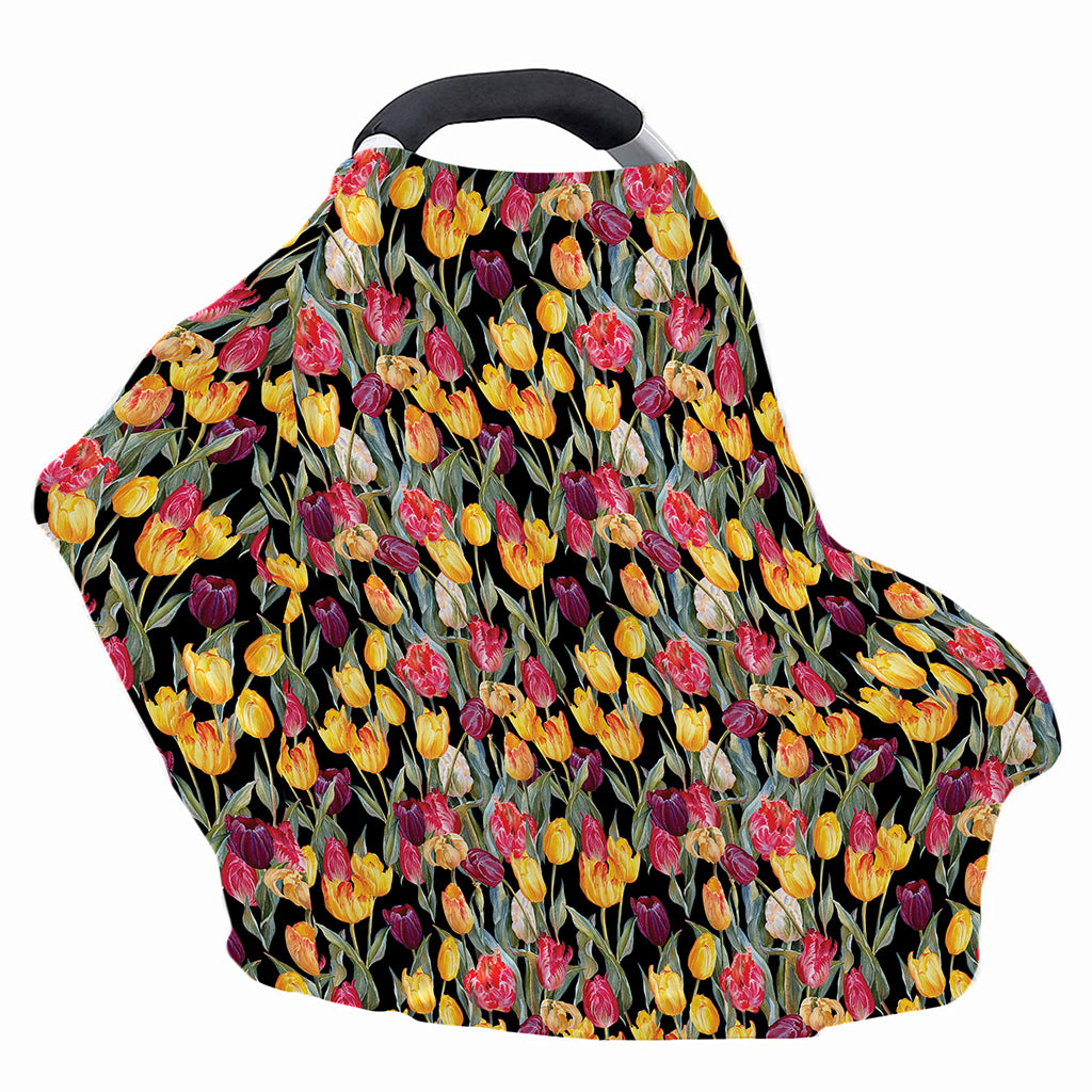 Colorful Watercolor Tulip Pattern Print Baby Seat Cover