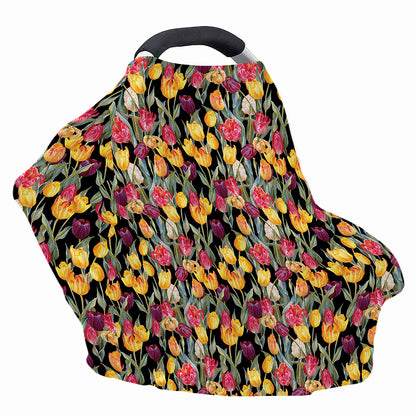 Colorful Watercolor Tulip Pattern Print Baby Seat Cover