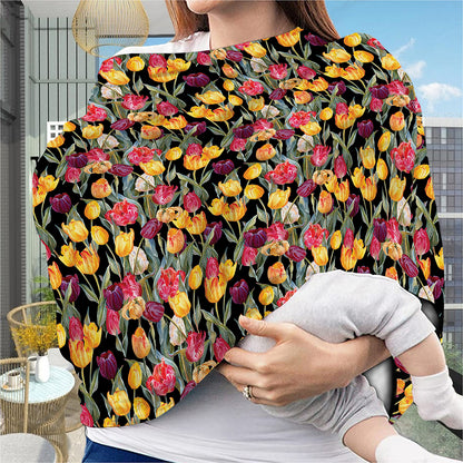 Colorful Watercolor Tulip Pattern Print Baby Seat Cover