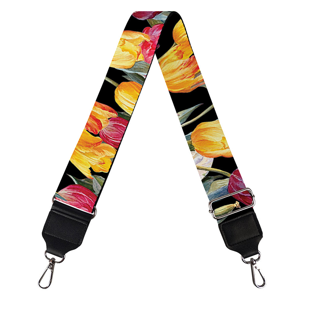 Colorful Watercolor Tulip Pattern Print Bag Strap