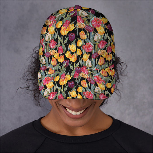 Colorful Watercolor Tulip Pattern Print Baseball Cap