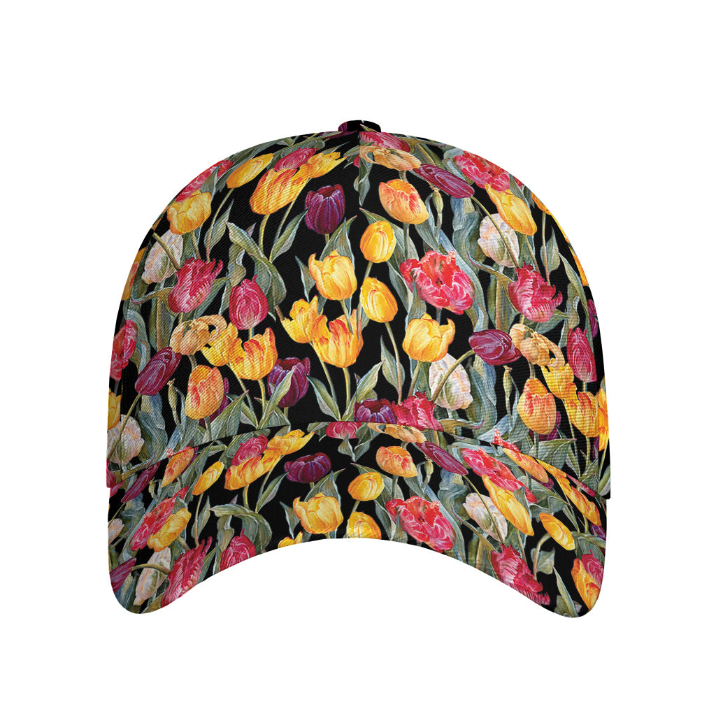 Colorful Watercolor Tulip Pattern Print Baseball Cap