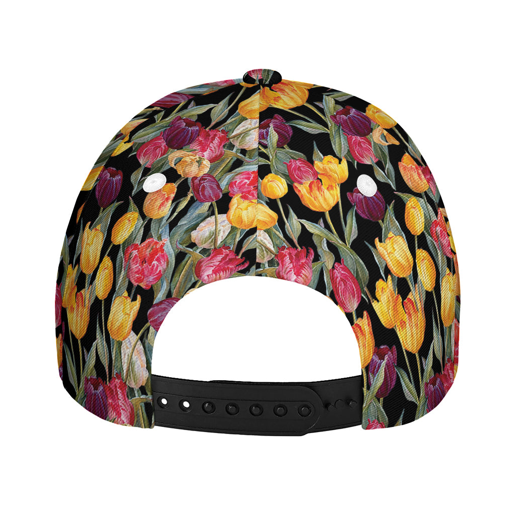 Colorful Watercolor Tulip Pattern Print Baseball Cap
