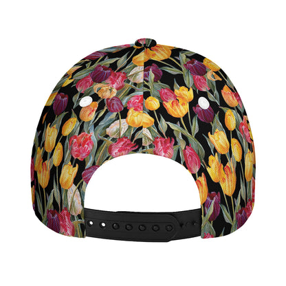 Colorful Watercolor Tulip Pattern Print Baseball Cap