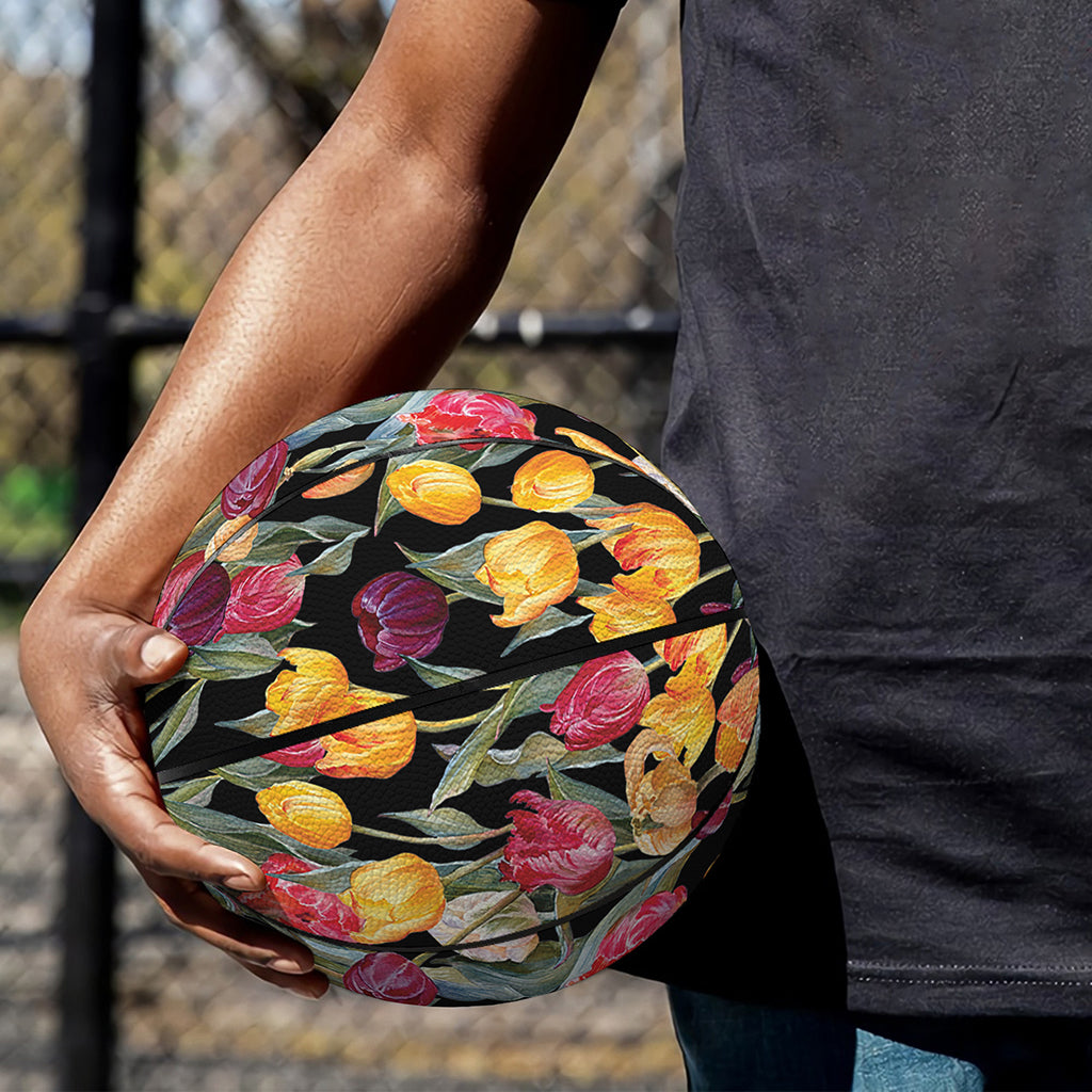 Colorful Watercolor Tulip Pattern Print Basketball
