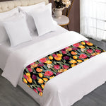 Colorful Watercolor Tulip Pattern Print Bed Runner