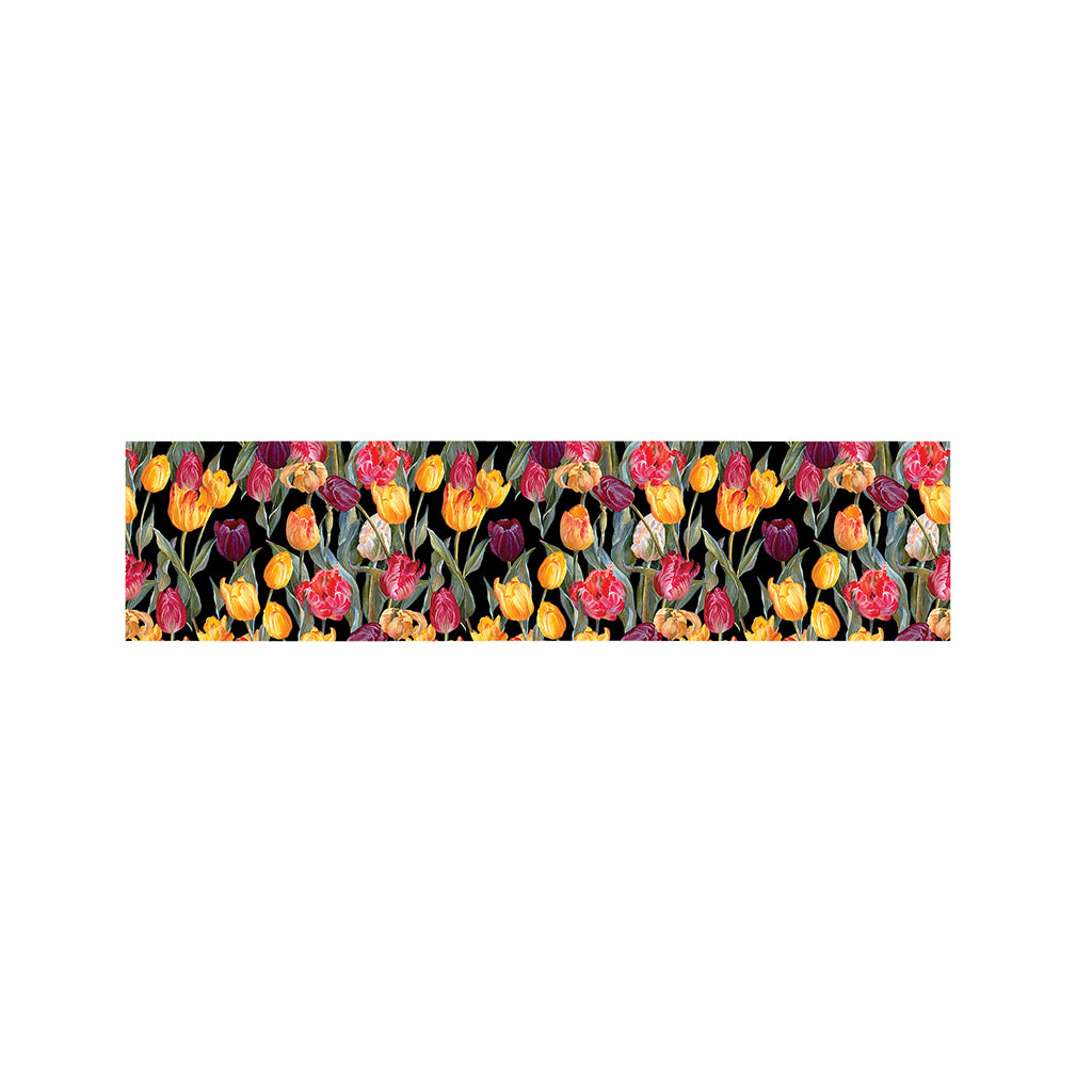 Colorful Watercolor Tulip Pattern Print Bed Runner