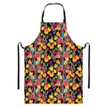 Colorful Watercolor Tulip Pattern Print Bib Apron With Pocket