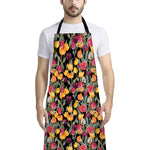 Colorful Watercolor Tulip Pattern Print Bib Apron With Pocket