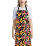 Colorful Watercolor Tulip Pattern Print Bib Apron With Pocket
