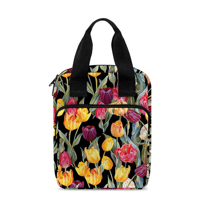 Colorful Watercolor Tulip Pattern Print Bible Tote Bag