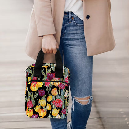 Colorful Watercolor Tulip Pattern Print Bible Tote Bag