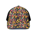 Colorful Watercolor Tulip Pattern Print Black Mesh Trucker Hat