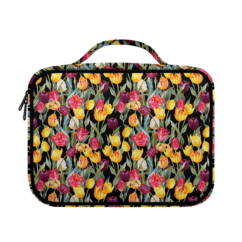 Colorful Watercolor Tulip Pattern Print Briefcase Bible Bag