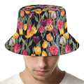 Colorful Watercolor Tulip Pattern Print Bucket Hat