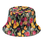 Colorful Watercolor Tulip Pattern Print Bucket Hat