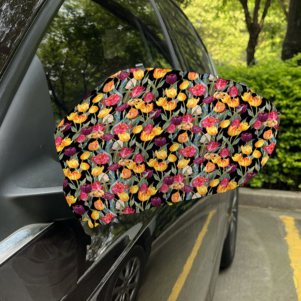 Colorful Watercolor Tulip Pattern Print Car Side Mirror Covers