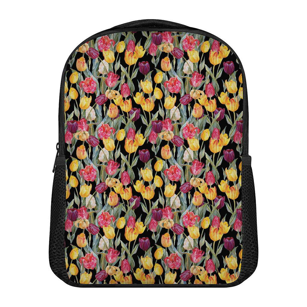 Colorful Watercolor Tulip Pattern Print Casual Backpack