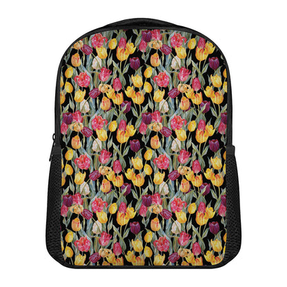 Colorful Watercolor Tulip Pattern Print Casual Backpack
