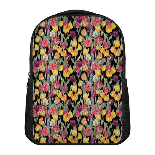 Colorful Watercolor Tulip Pattern Print Casual Backpack
