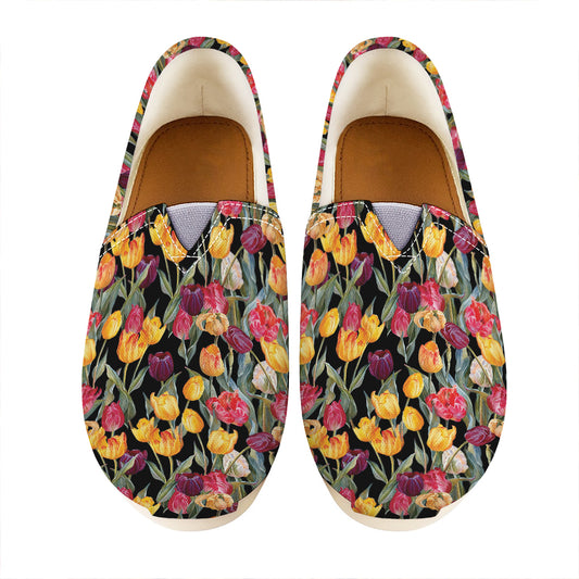 Colorful Watercolor Tulip Pattern Print Casual Shoes