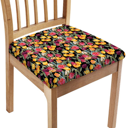 Colorful Watercolor Tulip Pattern Print Chair Cushion Cover