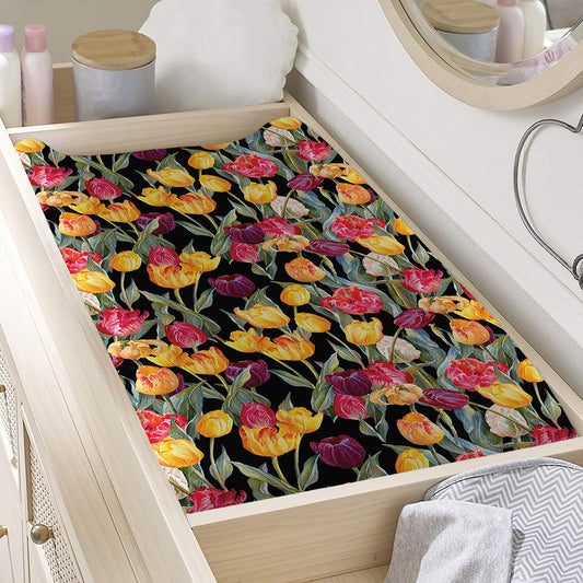 Colorful Watercolor Tulip Pattern Print Changing Pad Cover