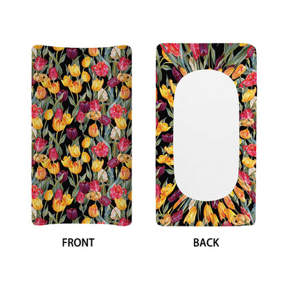 Colorful Watercolor Tulip Pattern Print Changing Pad Cover