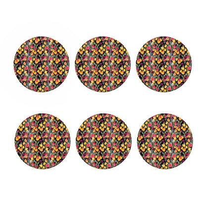 Colorful Watercolor Tulip Pattern Print Coaster Set