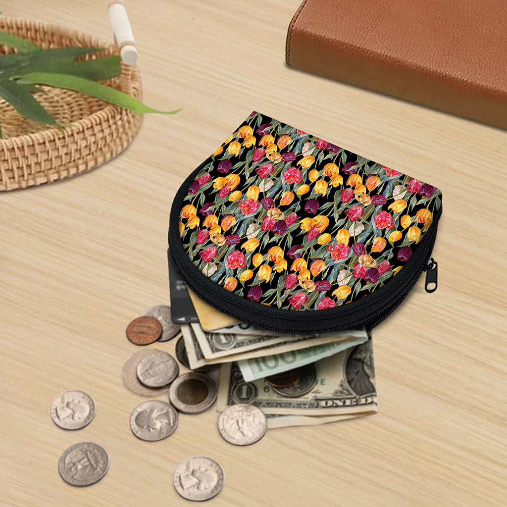 Colorful Watercolor Tulip Pattern Print Coin Purse