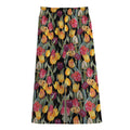 Colorful Watercolor Tulip Pattern Print Cotton Front Slit Maxi Skirt