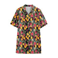 Colorful Watercolor Tulip Pattern Print Cotton Hawaiian Shirt