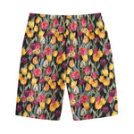 Colorful Watercolor Tulip Pattern Print Cotton Shorts