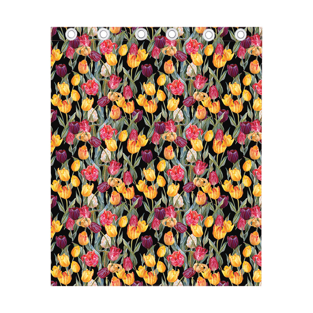 Colorful Watercolor Tulip Pattern Print Curtain