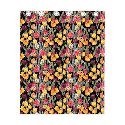 Colorful Watercolor Tulip Pattern Print Curtain