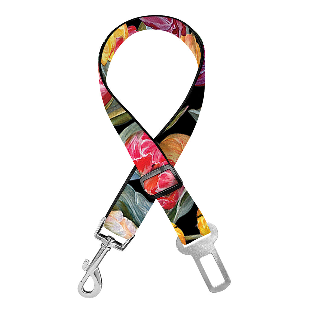 Colorful Watercolor Tulip Pattern Print Dog Seat Belt