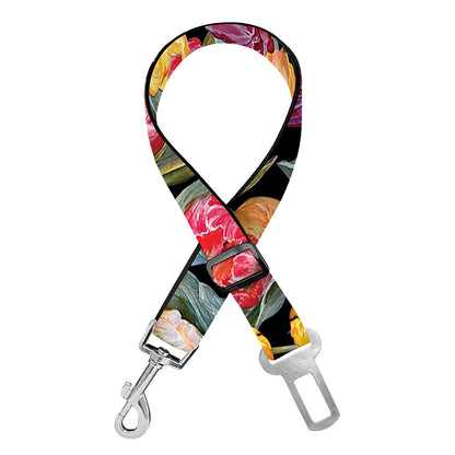 Colorful Watercolor Tulip Pattern Print Dog Seat Belt