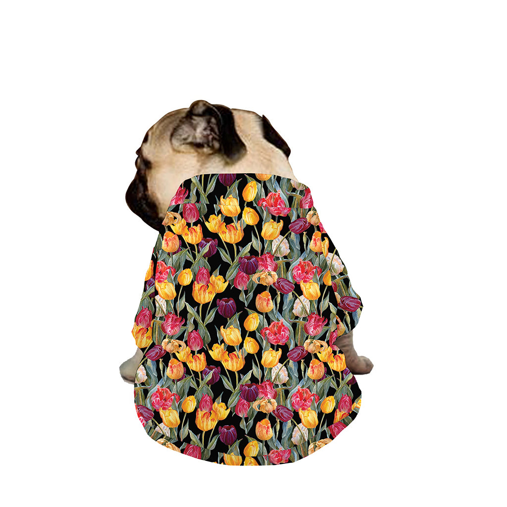 Colorful Watercolor Tulip Pattern Print Dog Zip Up Jacket