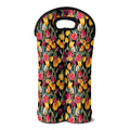 Colorful Watercolor Tulip Pattern Print Double Neoprene Wine Tote